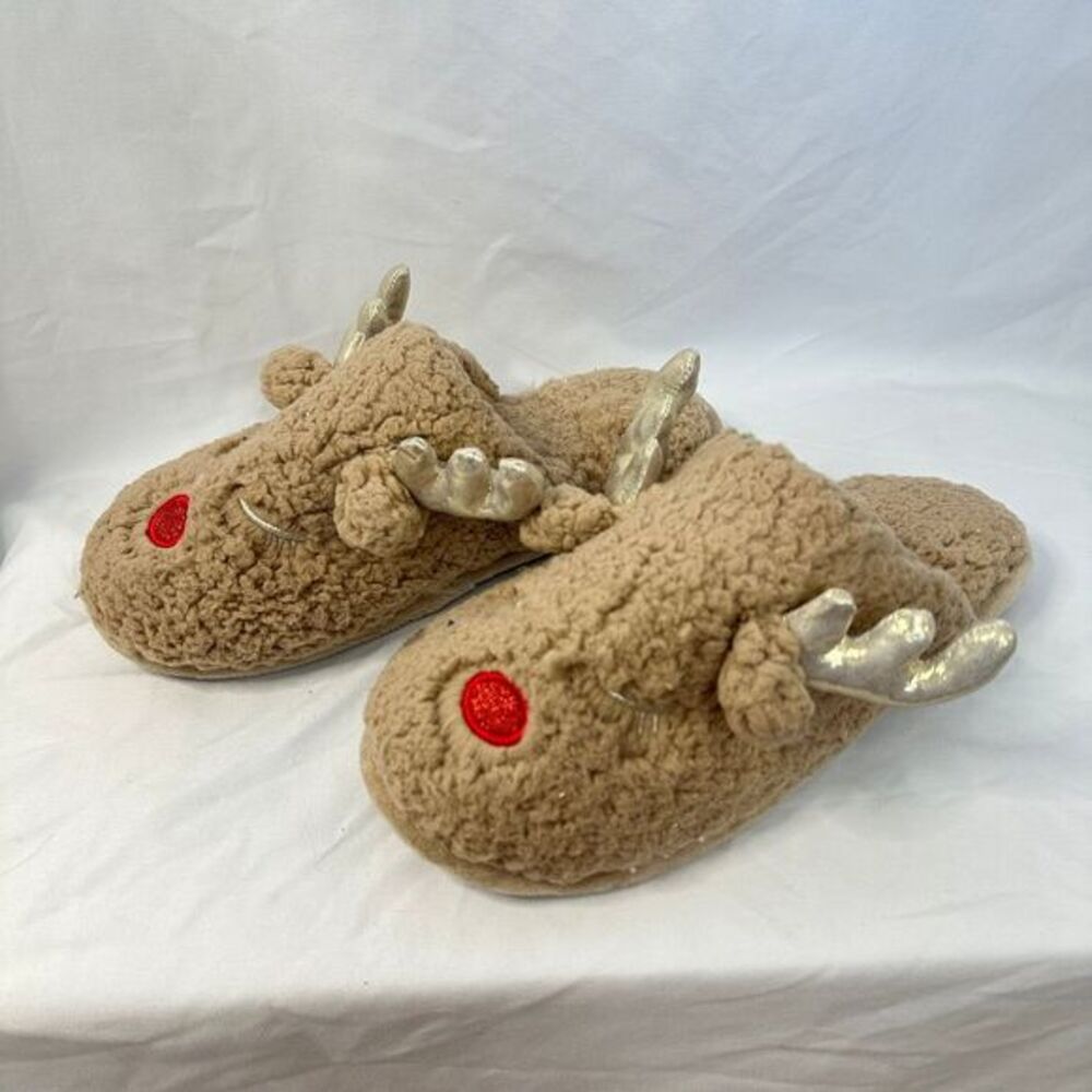 Deer Design Slipper Unisex Comfy‎ Size 7/8 Brown